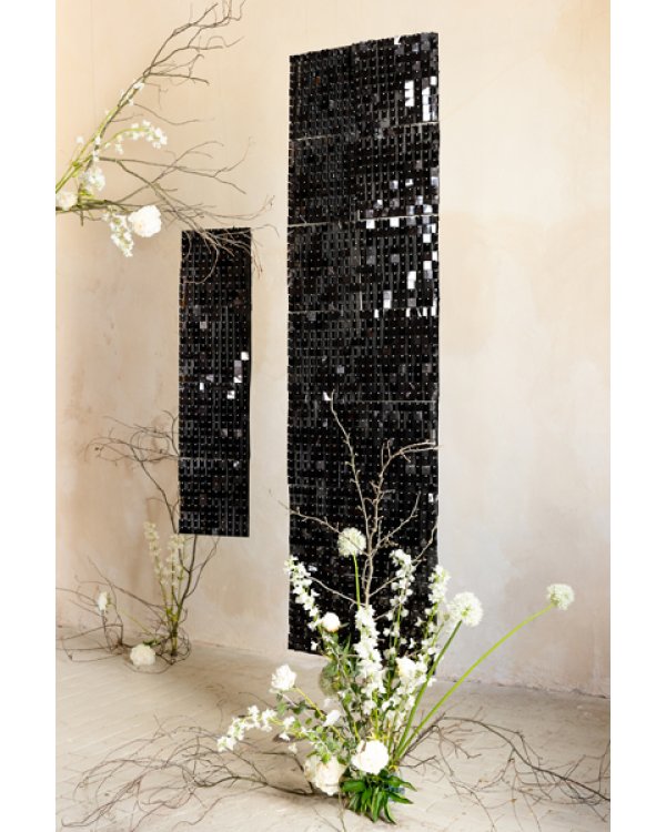 Sequin backdrop panel, square-shape, black, 30x30 cm