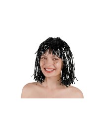 Foil wig, black