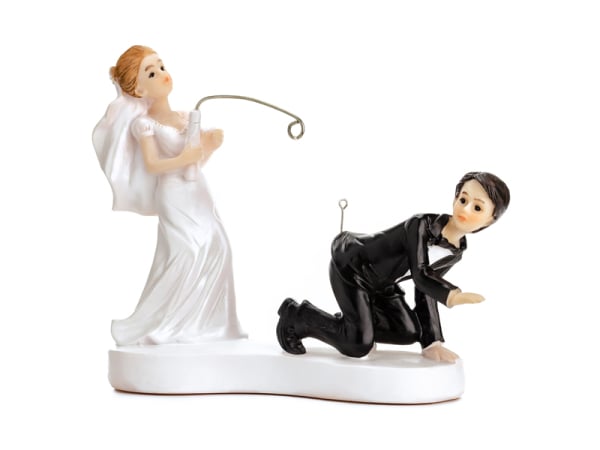 Cake Topper Newly-weds with a fishing rod, 13cm Cake Topper Newly-weds with a fishing rod, 13cm