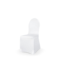 Elastic matt fabric chair cover, white
