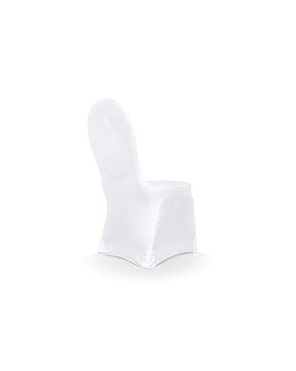 Elastic matt fabric chair cover, white
