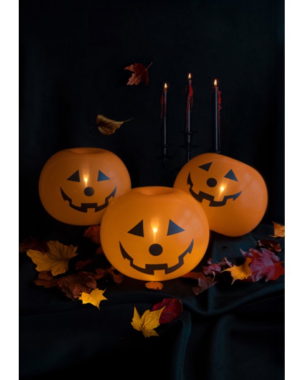 LED Light Up Pumpkin balloons, 25cm (1 pkt / 5 pc.)