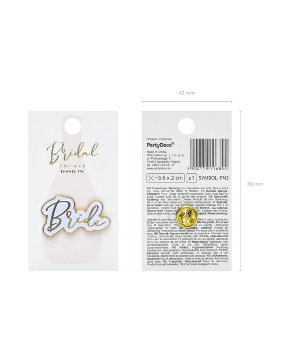 Enamel pin Bride, 3.5x2cm