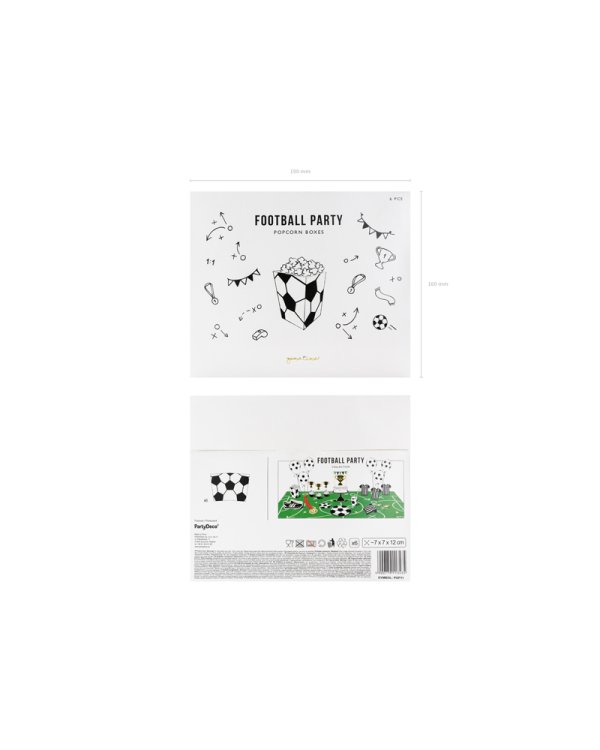 Boxes for popcorn Football, mix, 7x7x12cm (1 pkt / 6 pc.)