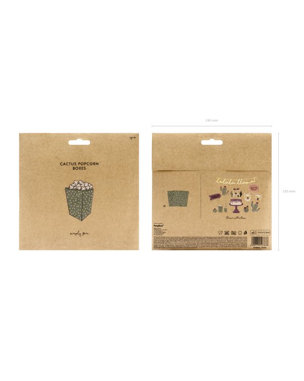 Boxes for popcorn, mix, 7x7x12.5cm (1 pkt / 6 pc.)