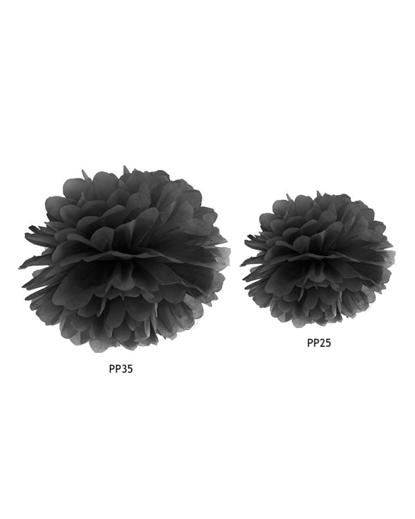 Tissue paper Pompom, black, 25cm