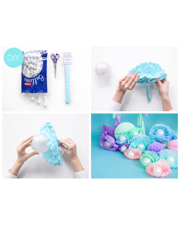 Tissue paper Pompom, light misty blue, 25cm