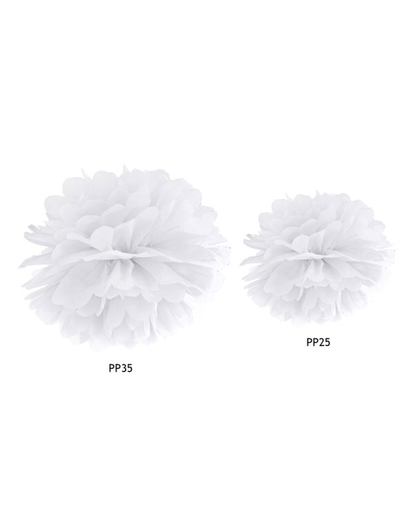 Tissue paper Pompom, white, 35cm