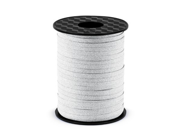 Plastic ribbon, silver, 5mm/225m