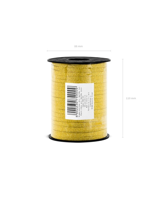 Plastic ribbon, gold, 5mm/225m
