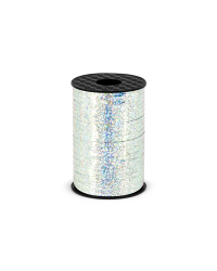 Plastic ribbon, silver, 5mm/225m