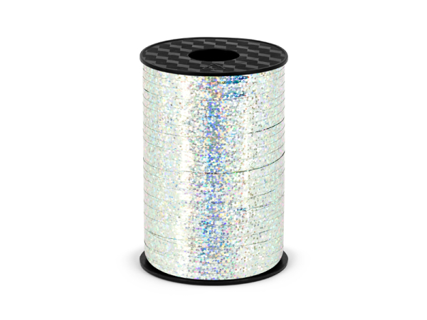 Plastic ribbon, silver, 5mm/225m