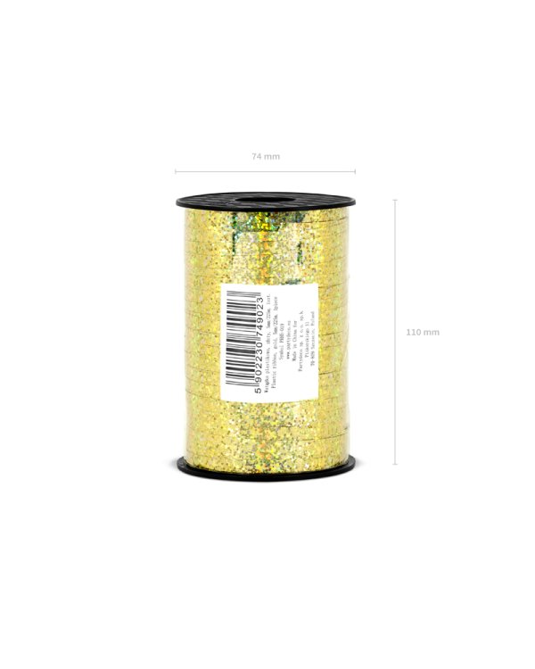 Plastic ribbon, gold, 5mm/225m