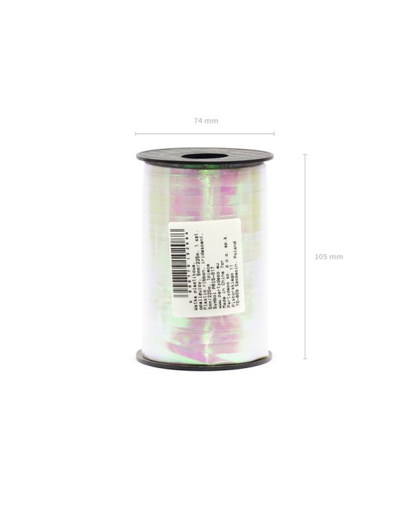 Plastic ribbon, iridescent, 5mm/225m