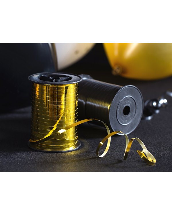 Plastic ribbon, gold, 5mm/225m