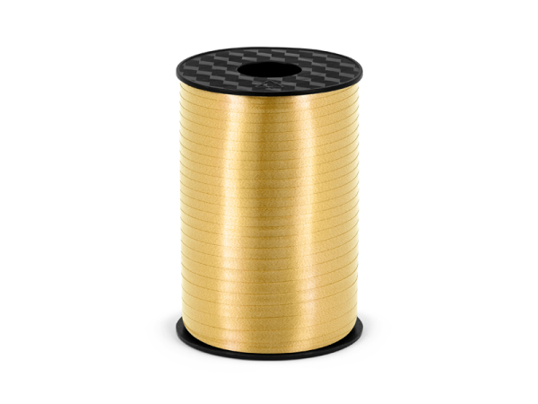 Plastic ribbon, gold, 5mm/225m