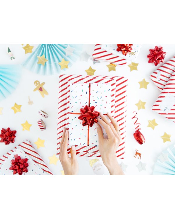 Set of ribbons and rosettes, red, mix (1 pkt / 3 pc.)