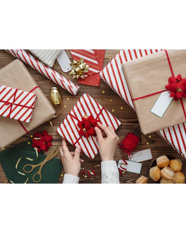 Set of velor ribbons and rosettes, red, mix (1 pkt / 3 pc.)