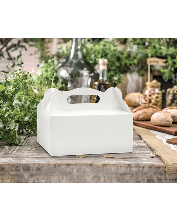 Decorative wedding cake boxes, white, 19x14x9cm (1 pkt / 10 pc.)