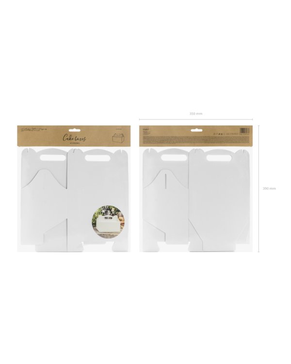 Decorative wedding cake boxes, white, 19x14x9cm (1 pkt / 10 pc.)