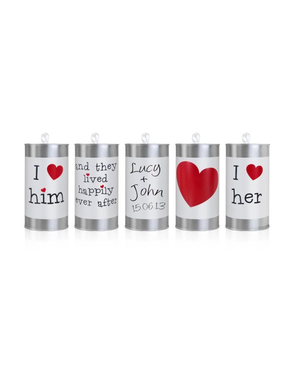 Wedding cans, 14 x 7cm (1 pkt / 5 pc.)