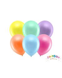Rainbow Balloons 23cm metallic, mix (1 pkt / 100 pc.)