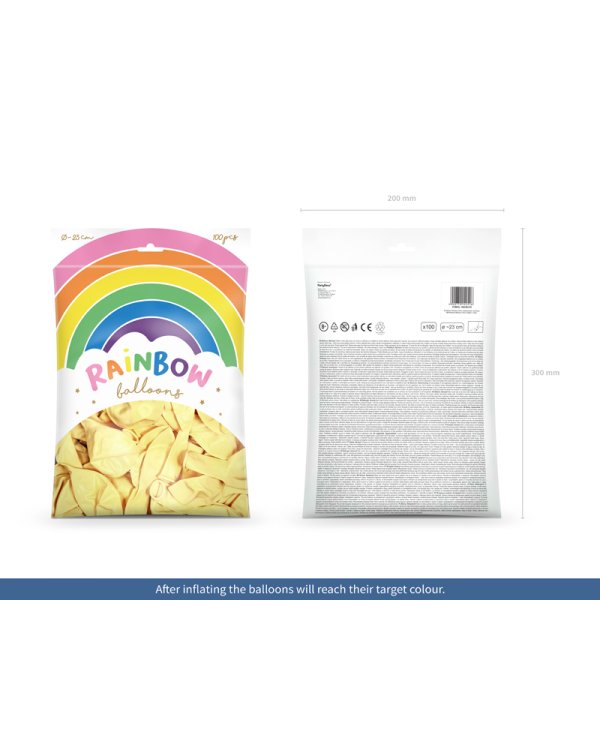 Rainbow Balloons 23cm metallic, cream (1 pkt / 100 pc.)