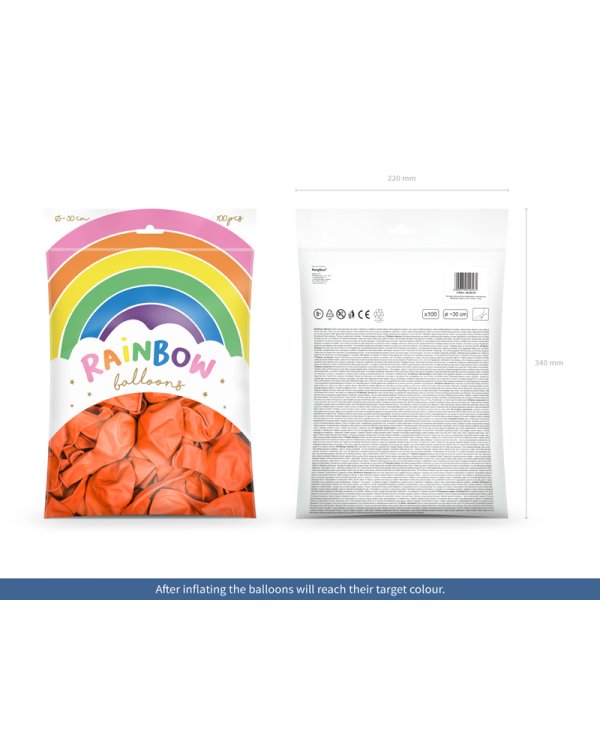 Rainbow Balloons 30cm metallic, orange (1 pkt / 100 pc.)