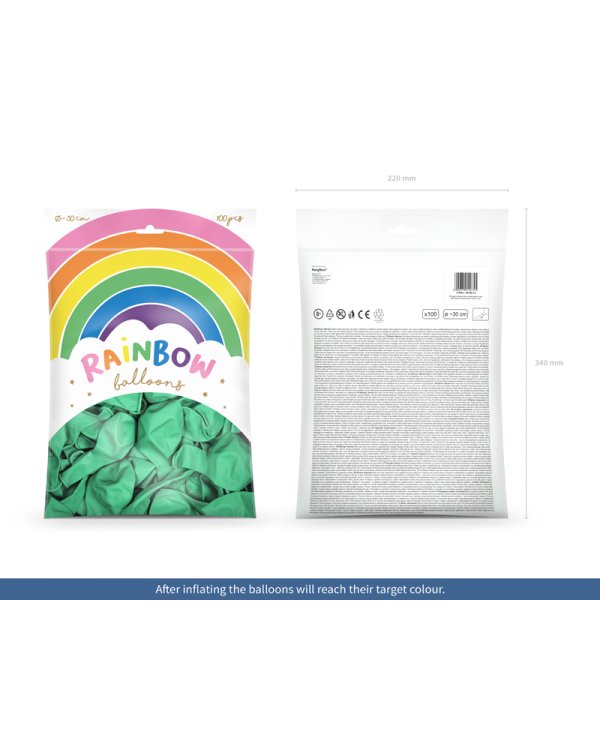 Rainbow Balloons 30cm metallic, mint (1 pkt / 100 pc.)