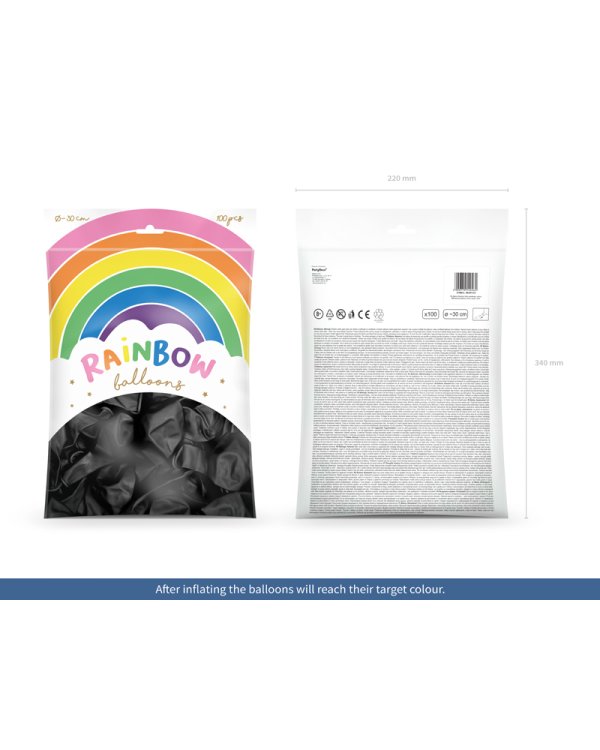 Rainbow Balloons 30cm pastel, black (1 pkt / 100 pc.)