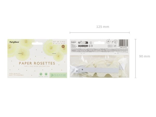 Tissue fan, light cream, 20-30cm (1 pkt / 3 pc.)