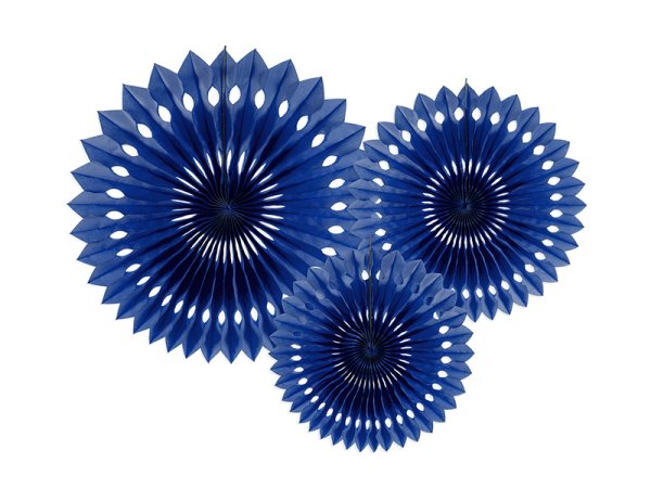 Tissue fan, navy blue, 20-30cm (1 pkt / 3 pc.)