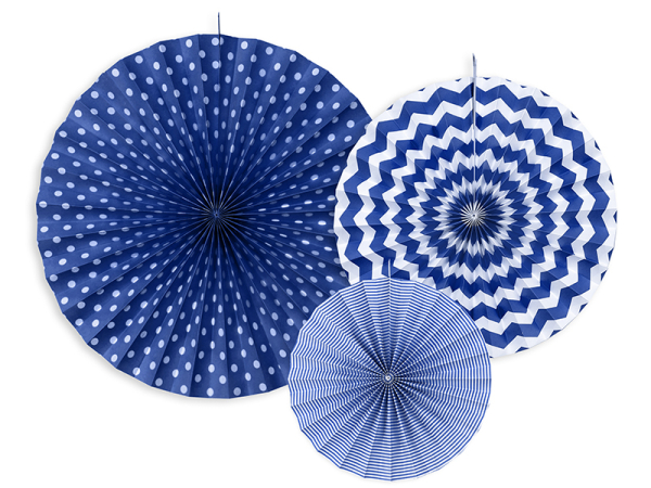 Decorative Rosettes, navy blue (1 pkt / 3 pc.)