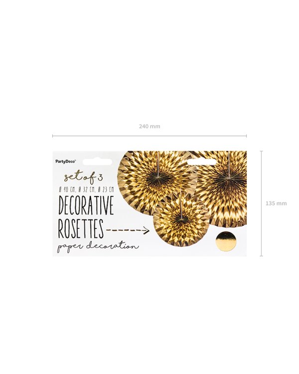 Decorative Rosettes, gold (1 pkt / 3 pc.)