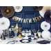 Decorative Rosettes, navy-blue (1 pkt / 4 pc.)