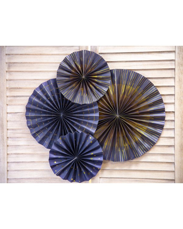 Decorative Rosettes, navy-blue (1 pkt / 4 pc.)