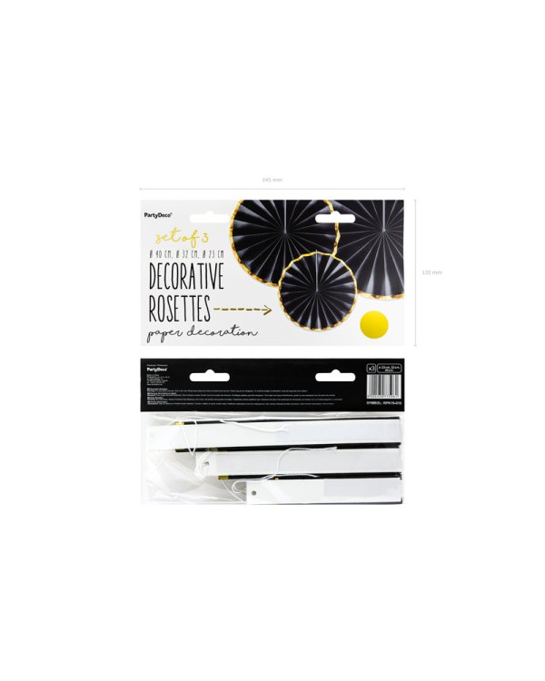 Decorative Rosettes, black (1 pkt / 3 pc.)