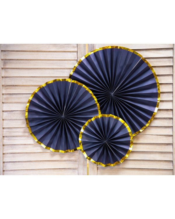 Decorative Rosettes, navy-blue (1 pkt / 3 pc.)