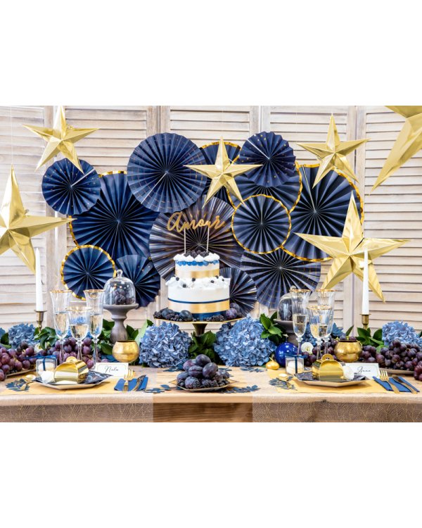 Decorative Rosettes, navy-blue (1 pkt / 3 pc.)