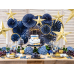 Decorative Rosettes, navy-blue (1 pkt / 3 pc.)