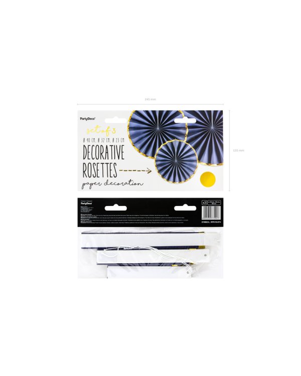 Decorative Rosettes, navy-blue (1 pkt / 3 pc.)