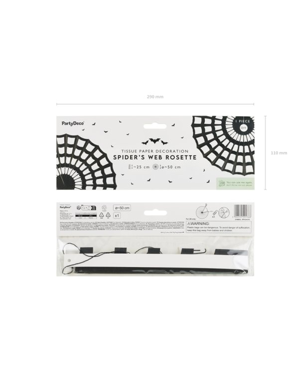 Decorative Rosette Spider Web, black, 50 cm