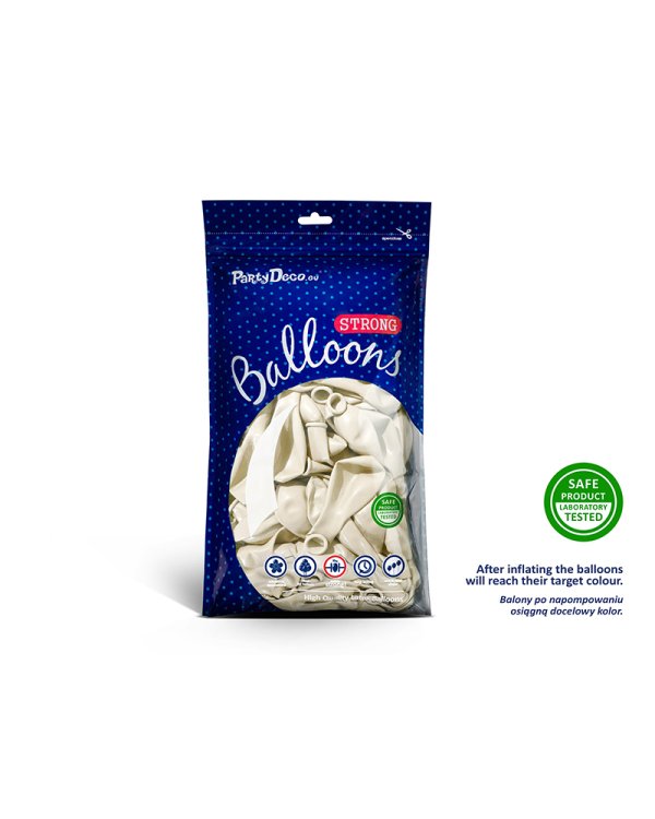 Дополнительное изображение книги «Strong Balloons 23cm, Metallic Pure White (1 pkt / 100 pc.)»