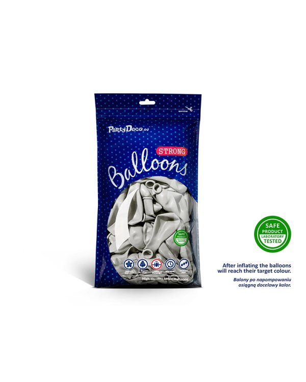 Дополнительное изображение книги «Strong Balloons 23cm, Metallic Silver Snow (1 pkt / 100 pc.)»