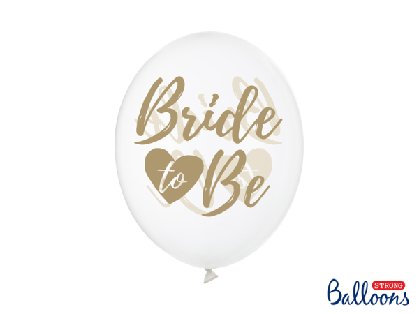 Balloons 30cm, Bride to be, Crystal Clear (1 pkt / 6 pc.)