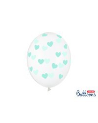 Balloons 30cm, Hearts, Crystal Clear (1 pkt / 6 pc.)