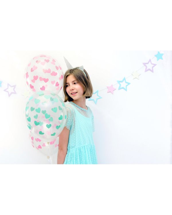 Balloons 30cm, Hearts, Crystal Clear (1 pkt / 6 pc.)