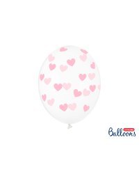 Balloons 30cm, Hearts, Crystal Clear (1 pkt / 6 pc.)