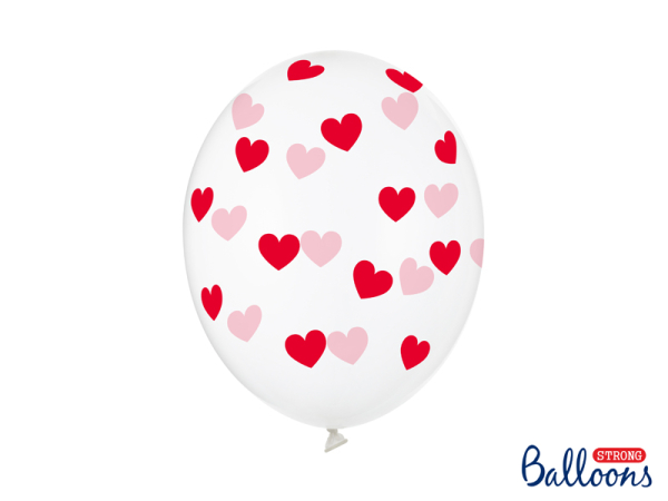 Balloons 30cm, Hearts, Crystal Clear (1 pkt / 50 pc.)