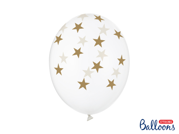 Balloons 30cm, Stars, Crystal Clear (1 pkt / 6 pc.)